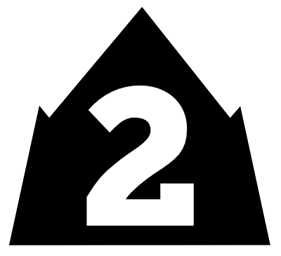 Shape of a mountain with the number 2 in the middle